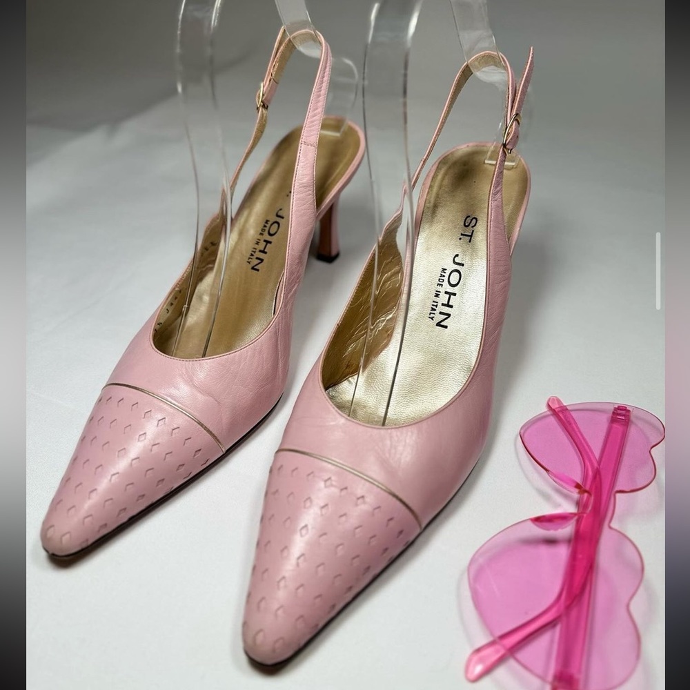 St. John Vintage Pink Leather Slingbacks